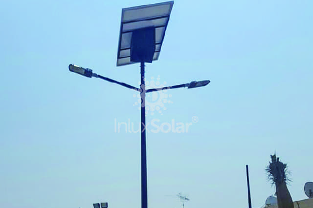 Solar street lighting in front of the town hall